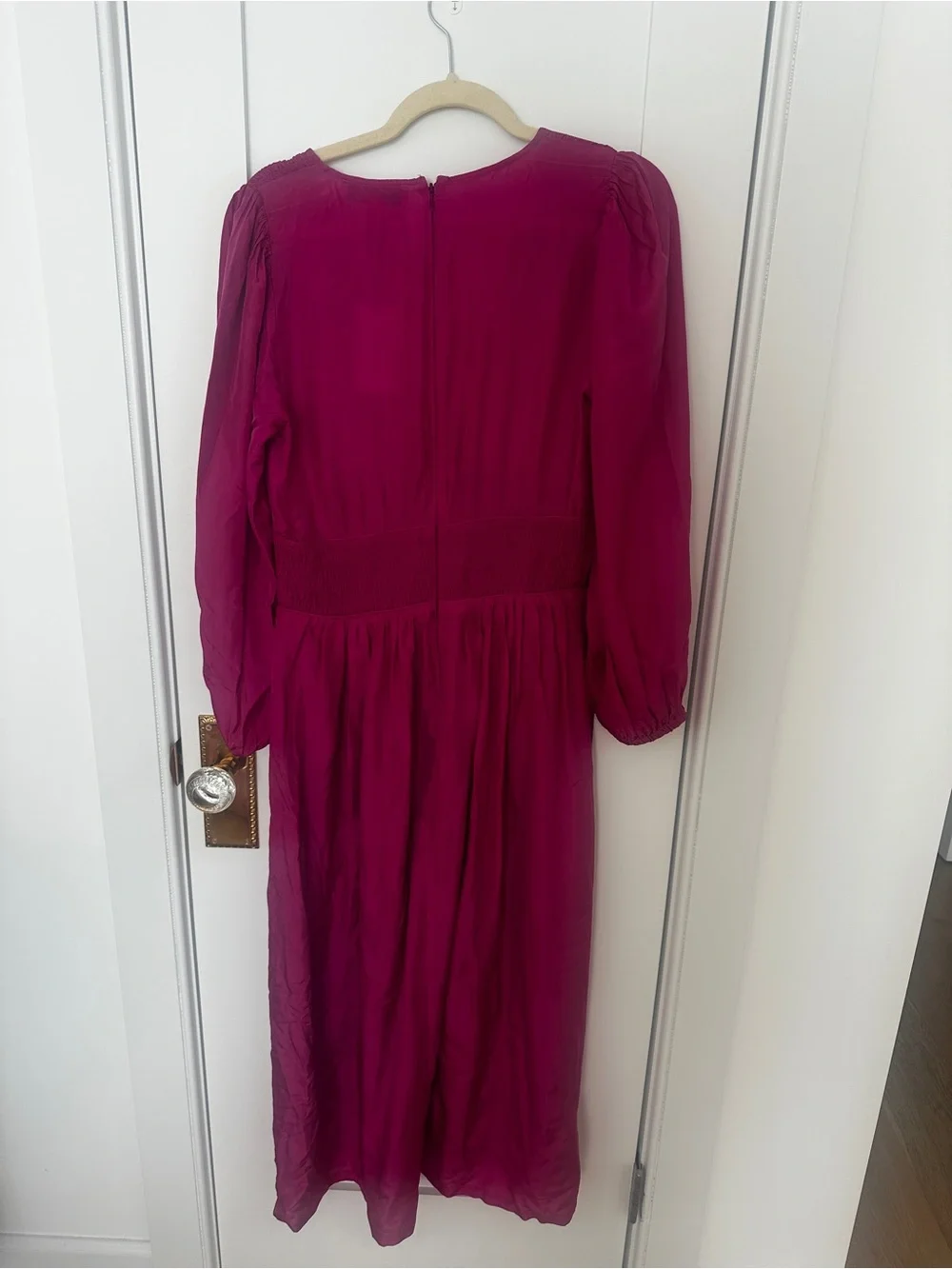 NWT Sea New York Magenta V-Neck Long Sleeve Midi Dress